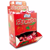 Vidal Strawbs Erdbeere Kaugummi gefüllt 200 Stück je 4,5g Vidal Strawbs Erdbeere Kaugummi gefüllt 200 Stück je 4,5g Bild 1