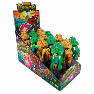Dino Chomper, Dinosaurier mit Lutscher, 12 Stück je 11g Dino Chomper, Dinosaurier mit Lutscher, 12 Stück je 11g Bild 1