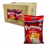 Xox Pommes Snack Ketchup, Knabberartikel, 24 Beutel je 25g Xox Pommes Snack Ketchup, Knabberartikel, 24 Beutel je 25g Bild 1