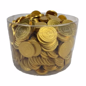 Bitcoin Schokotaler, Schoko-Münzen, ca. 370 Stück Bitcoin Schokotaler, Schoko-Münzen, ca. 370 Stück Bild 1