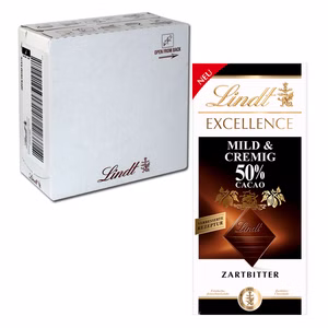 Lindt Excellence Mild & Cremig 50% Cacao 20 Tafeln je 100g Lindt Excellence Mild & Cremig 50% Cacao 20 Tafeln je 100g Bild 1
