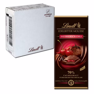 Lindt Edelbitter Mousse Kirsch-Chili 150g 13 Tafeln Lindt Edelbitter Mousse Kirsch-Chili 150g 13 Tafeln Bild 1