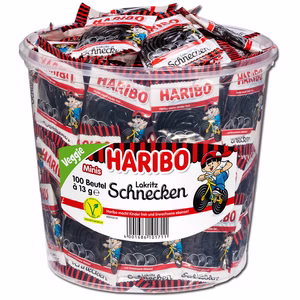 Haribo Lakritz-Schnecken, Rotella Minibeutel 100 Stück Haribo Lakritz-Schnecken, Rotella Minibeutel 100 Stück Bild 1