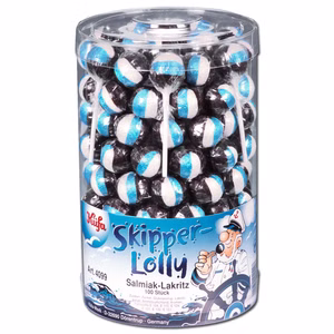 Küfa Skipper-Lolly Salmiak-Lakritz Lutscher 100 Stück Küfa Skipper-Lolly Salmiak-Lakritz Lutscher 100 Stück Bild 1