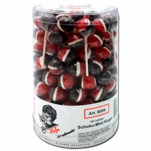 Küfa Schoko-Mint Kugel Lutscher, Lolli, Lolly 100 Stück Küfa Schoko-Mint Kugel Lutscher, Lolli, Lolly 100 Stück Bild 1