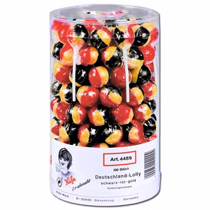 Küfa Deutschland-Lolly Lutscher schwarz rot gold 100Stk Küfa Deutschland-Lolly Lutscher schwarz rot gold 100Stk Bild 1