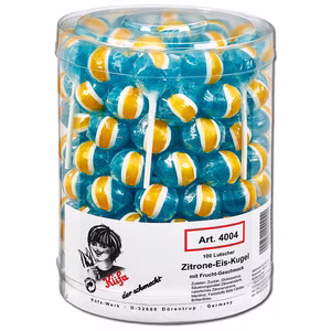 Küfa Zitrone-Eis-Kugel, Lutscher, Lolly, 100 Stück Küfa Zitrone-Eis-Kugel, Lutscher, Lolly, 100 Stück Bild 1