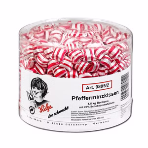 Küfa Pfefferminzkissen, gefüllte Bonbons, 1,5 kg Dose Küfa Pfefferminzkissen, gefüllte Bonbons, 1,5 kg Dose Bild 1