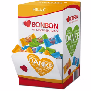 Hellma Herz Bonbons Danke, einzeln verpackt 200 Stück Hellma Herz Bonbons Danke, einzeln verpackt 200 Stück Bild 1