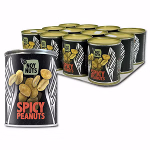 NoyNuts Spicy Peanuts, Erdnüsse, 12 Dosen je 60g NoyNuts Spicy Peanuts, Erdnüsse, 12 Dosen je 60g Bild 1