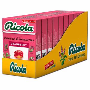 Ricola Kräuterbonbons Cranberry, zuckerfrei, 10 Boxen je 50g Ricola Kräuterbonbons Cranberry, zuckerfrei, 10 Boxen je 50g Bild 1