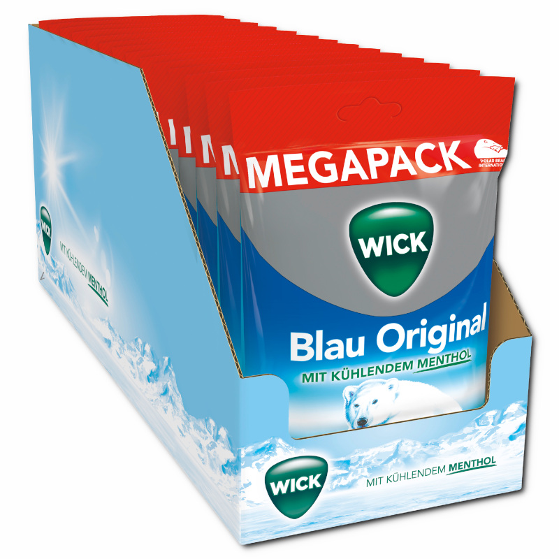 Wick Blau Original Megapack, Hals-Bonbon, 12 Beutel je 144g Wick Blau Original Megapack, Hals-Bonbon, 12 Beutel je 144g Bild 1