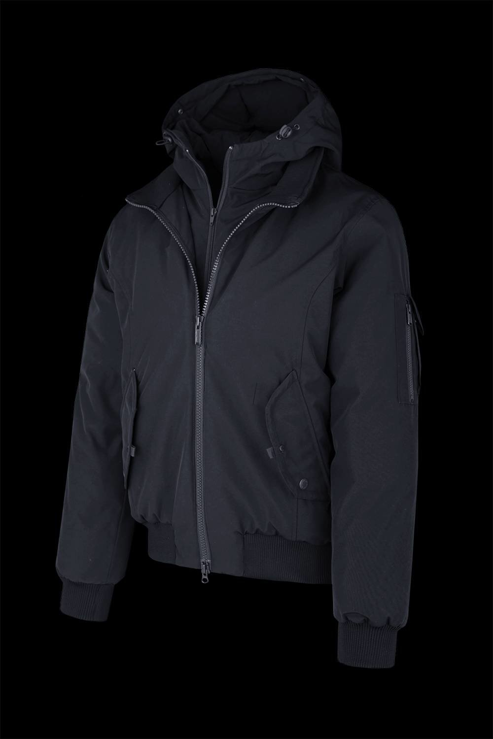 BOMBOOGIE Men's Down Bomber Jacket Urban With Real Fur (Raccoon) / Navy