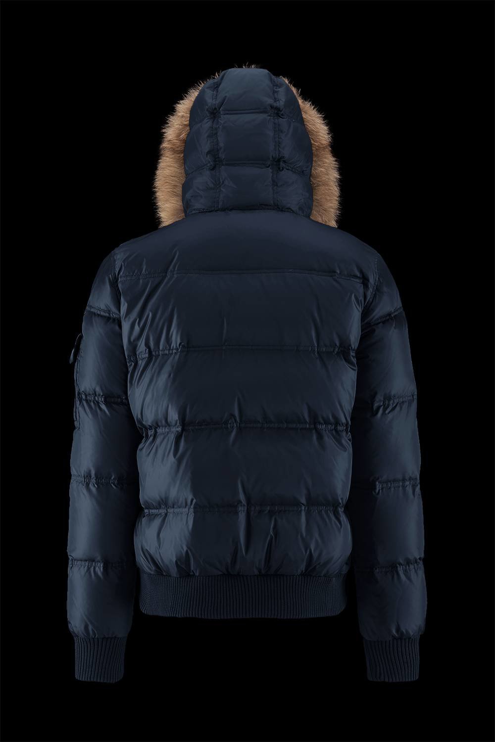 BOMBOOGIE Men's Down Bomber Jacket Urban With Real Fur (Raccoon) Navy