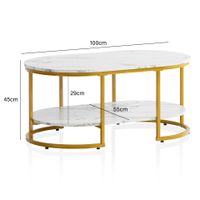 Couchtisch FineBuy Sofatisch 100 cm Marmor Optik Wohnzimmertisch Tisch Ablage – Ansicht 3