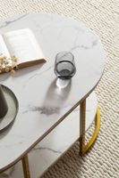 Couchtisch FineBuy Sofatisch 100 cm Marmor Optik Wohnzimmertisch Tisch Ablage – Ansicht 4