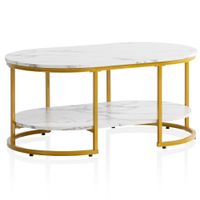 Couchtisch FineBuy Sofatisch 100 cm Marmor Optik Wohnzimmertisch Tisch Ablage – Ansicht 6