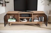 Lowboard FineBuy TV Schrank 150 cm Fernsehkommode Fernsehschrank Eiche Schwarz – Ansicht 2