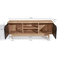 Lowboard FineBuy TV Schrank 150 cm Fernsehkommode Fernsehschrank Eiche Schwarz – Ansicht 3