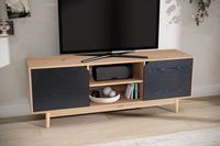 Lowboard FineBuy TV Schrank 150 cm Fernsehkommode Fernsehschrank Eiche Schwarz – Ansicht 4