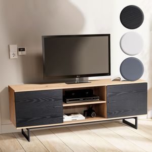 FineBuy Lowboard Eiche-Dekor 150x55x40 cm TV-Kommode Modern, Design TV-Schrank Hoch, Fernsehtisch Fernsehschrank mit zwei Türen, Fernsehkommode Wohnzimmer