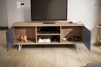 Lowboard FineBuy TV Schrank 150 cm Fernsehkommode Fernsehschrank Eiche Türen – Ansicht 4