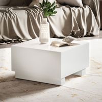 Couchtisch FineBuy Sofatisch MONOBLOC Weiß Hochglanz 60x60 cm Wohnzimmertisch – Ansicht 1