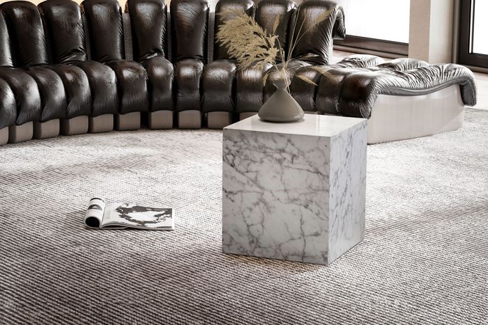 FineBuy Couchtisch MONOBLOC 40x40x45 cm Hochglanz mit Marmor Optik, Wohnzimmertisch Cube Quadratisch, Design Sofatisch, Lounge Beistelltisch Würfel-Form