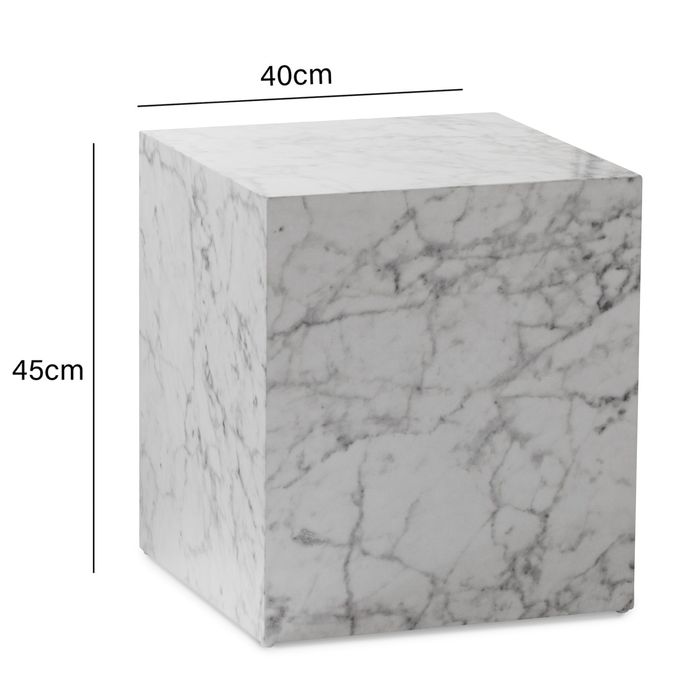 Couchtisch FineBuy Sofatisch MONOBLOC Marmor Optik 40x40x45 cm Wohnzimmertisch – Maßzeichnung