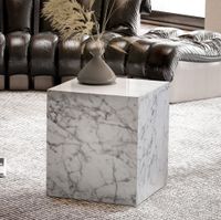 Couchtisch FineBuy Sofatisch MONOBLOC Marmor Optik 40x40x45 cm Wohnzimmertisch – Ansicht 1