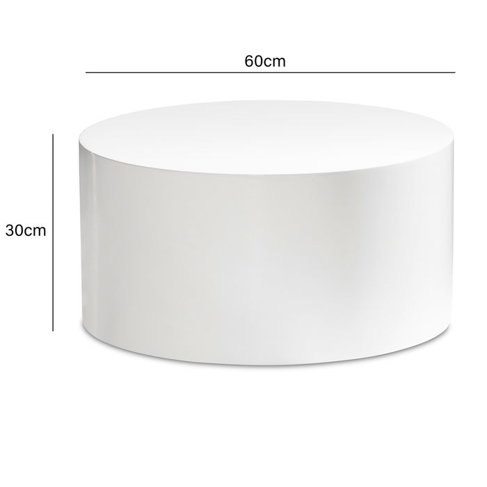 Couchtisch FineBuy Sofatisch MONOBLOC Weiß Hochglanz 60 cm Wohnzimmertisch Rund – Maßzeichnung