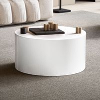 Couchtisch FineBuy Sofatisch MONOBLOC Weiß Hochglanz 60 cm Wohnzimmertisch Rund – Ansicht 1