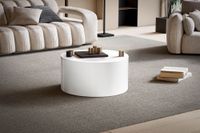 Couchtisch FineBuy Sofatisch MONOBLOC Weiß Hochglanz 60 cm Wohnzimmertisch Rund – Ansicht 2