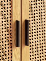 Sideboard 80cm mit 2 Türen in Rattan Wiener Geflecht Design Kommode Schwarz – Ansicht 4