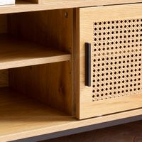 Schuhbank FineBuy Garderobe mit Sitzbank 120 cm Wiener Geflecht Schuhregal Eiche – Ansicht 5