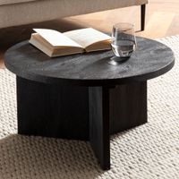 Couchtisch FineBuy Sofatisch Massivholz Schwarz 60x60x33cm Wohnzimmertisch Rund – Ansicht 1