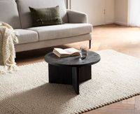 Couchtisch FineBuy Sofatisch Massivholz Schwarz 60x60x33cm Wohnzimmertisch Rund – Ansicht 2