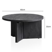 Couchtisch FineBuy Sofatisch Massivholz Schwarz 60x60x33cm Wohnzimmertisch Rund – Ansicht 3