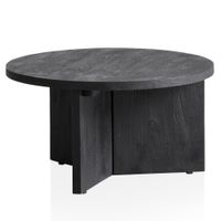Couchtisch FineBuy Sofatisch Massivholz Schwarz 60x60x33cm Wohnzimmertisch Rund – Ansicht 6