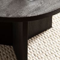Couchtisch FineBuy Sofatisch Massivholz Schwarz 60x60x33cm Wohnzimmertisch Rund – Ansicht 5