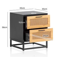 Nachtkonsole FineBuy Nachtkommode Boxspringbett 45 cm Schwarz Wiener Geflecht – Ansicht 3