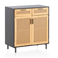 Sideboard FineBuy Anrichte 80 cm Schwarz Kommodenschrank mit Wiener Geflecht – Ansicht 6