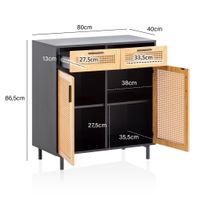 Sideboard FineBuy Anrichte 80 cm Schwarz Kommodenschrank mit Wiener Geflecht – Ansicht 3