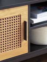 Lowboard FineBuy TV Schrank 110 cm Holz Schwarz Fernsehkommode Wiener Geflecht – Ansicht 4