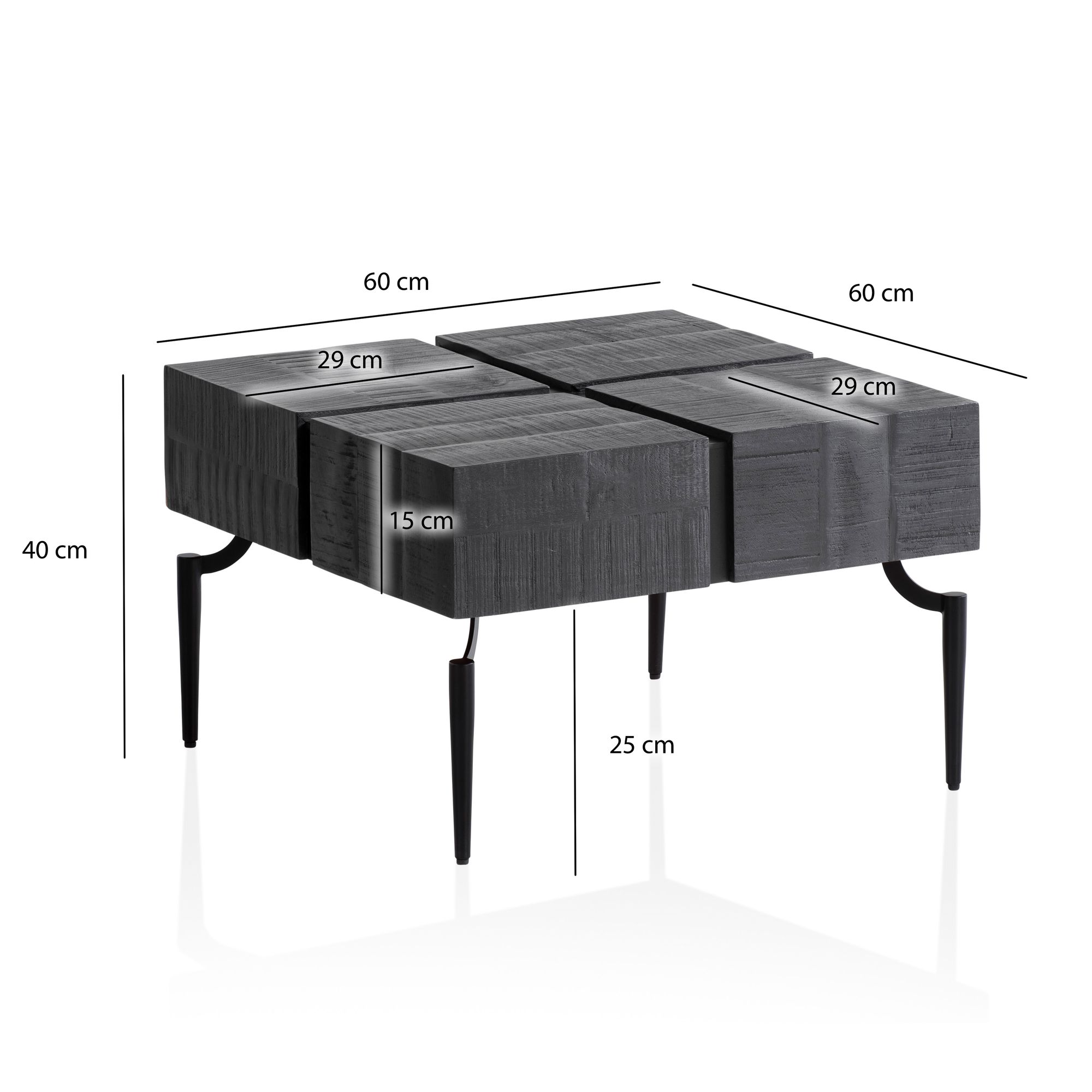 FineBuy Couchtisch Akazie Massivholz quadratisch 60x60 cm · moderner Wohnzimmertisch 4 Blocks · Design Tisch mit Metallbeinen im Industrial Cube Stil | Farbe: Braun FineBuy Couchtisch Akazie Massivholz quadratisch 60x60 cm · moderner Wohnzimmertisch 4 Blocks · Design Tisch mit Metallbeinen im Industrial Cube Stil | Farbe: Braun