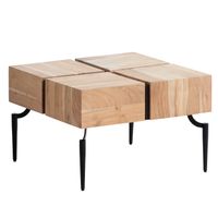 Couchtisch Akazie Massivholz quadratisch 60cm Wohnzimmertisch Blocks Industrial – Ansicht 6