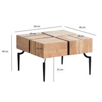 Couchtisch Akazie Massivholz quadratisch 60cm Wohnzimmertisch Blocks Industrial – Ansicht 3