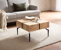 Couchtisch Akazie Massivholz quadratisch 60cm Wohnzimmertisch Blocks Industrial – Ansicht 2