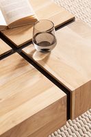 Couchtisch Akazie Massivholz quadratisch 60cm Wohnzimmertisch Blocks Industrial – Ansicht 4
