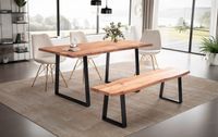 Esszimmertisch FineBuy Esstisch 120 cm Akazie Massivholz Küchentisch Baumkante – Ansicht 2